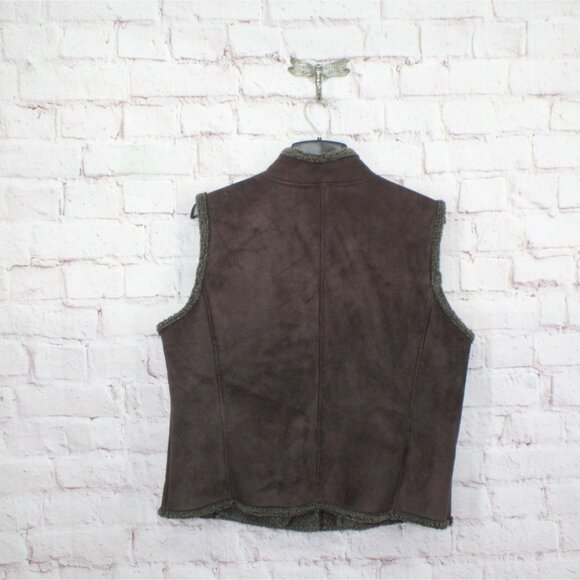 LL Bean Brown Buttons Up Sleeveless Mock Neck Vest Size L - Picture 6 of 11